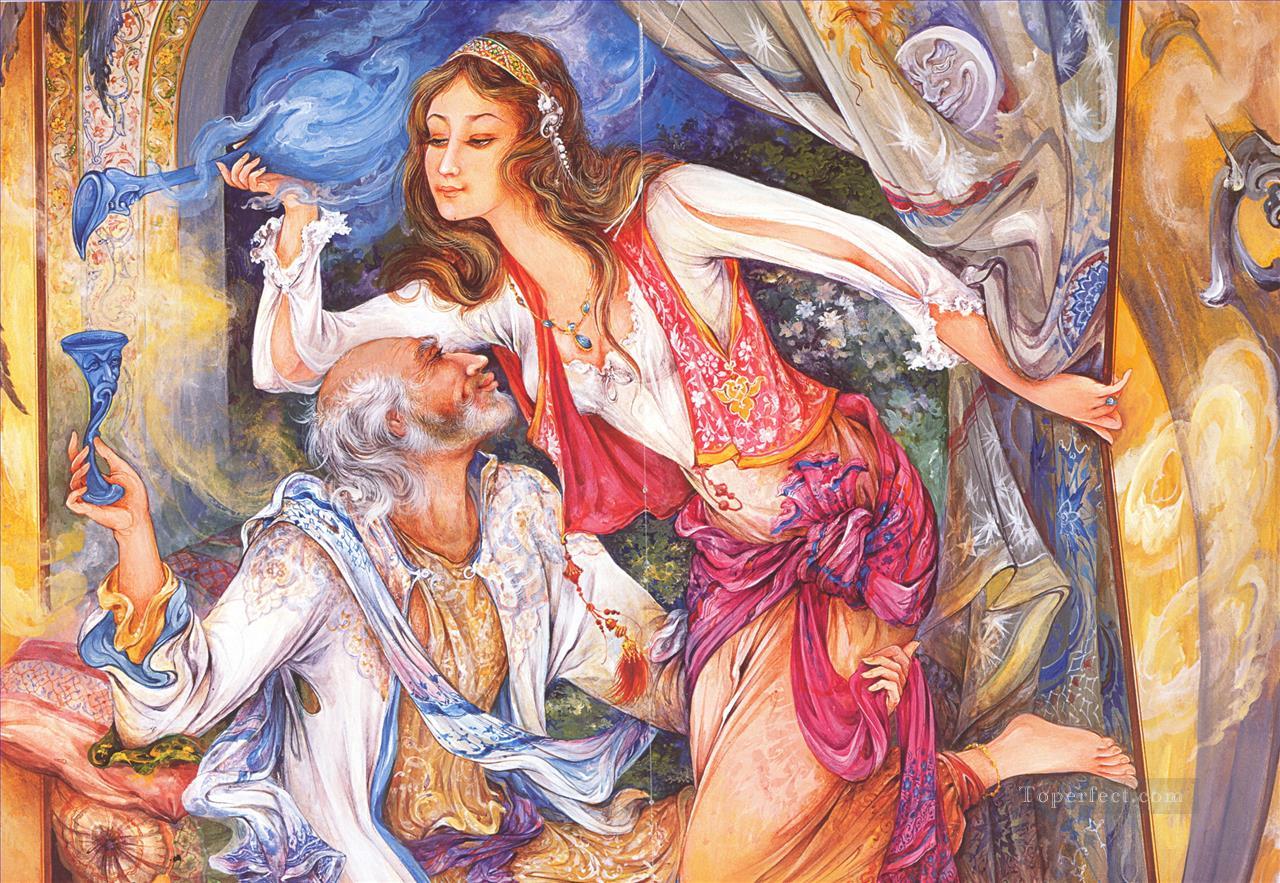 En la trampa Persian Miniatures Fairy Tales Oil Paintings